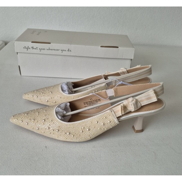 A New Day Shoes Womens Size 11 ivory‎ Milan Heel Slingback New in Box - Picture 3 of 9